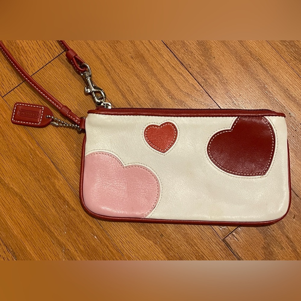 Coach Hearts Wristlet - All Leather. Perfect Condition. 7 x 4
